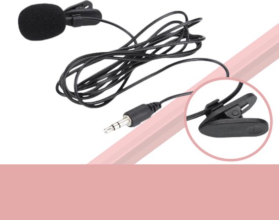 microfoon - Clip-on mic - 150cm kabel - 3.5mm aux - voor telefoons en camera’s - lavalier dasspeld microfoon - handsfree bellen - Merkloos