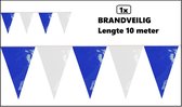 Vlaggenlijn blauw/wit pvc 10 meter- BRANDVEILIG - Themafeest festival party brandvertragend verjaardag