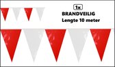 Vlaggenlijn rood/wit pvc 10 meter- BRANDVEILIG - Themafeest festival party brandvertragend verjaardag