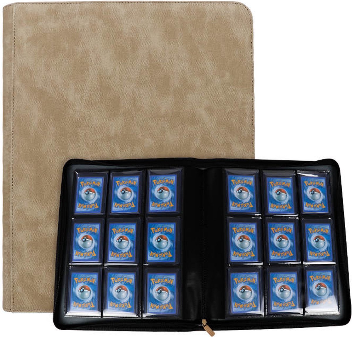 Deoyibu Toploader Binder Albums 100% voor 288 ruilkaarten Toploader, 9-zijdige kaartmap met PU-leer voor een starre bovenlader van 3 „x4, ruilkaartalbum, ideaal voor TCG, MTG enz., zwart