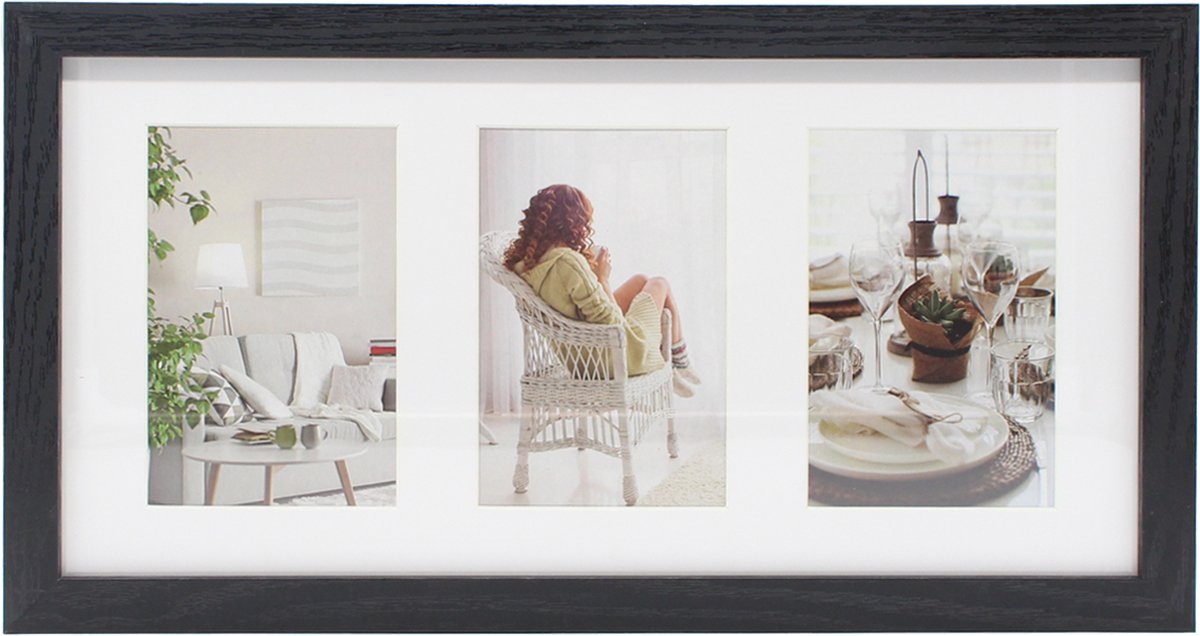 Henzo Fotolijst - Henzo - Modern Gallery - Collagelijst voor 3 foto's - Fotomaat 10x15 cm - Zwart