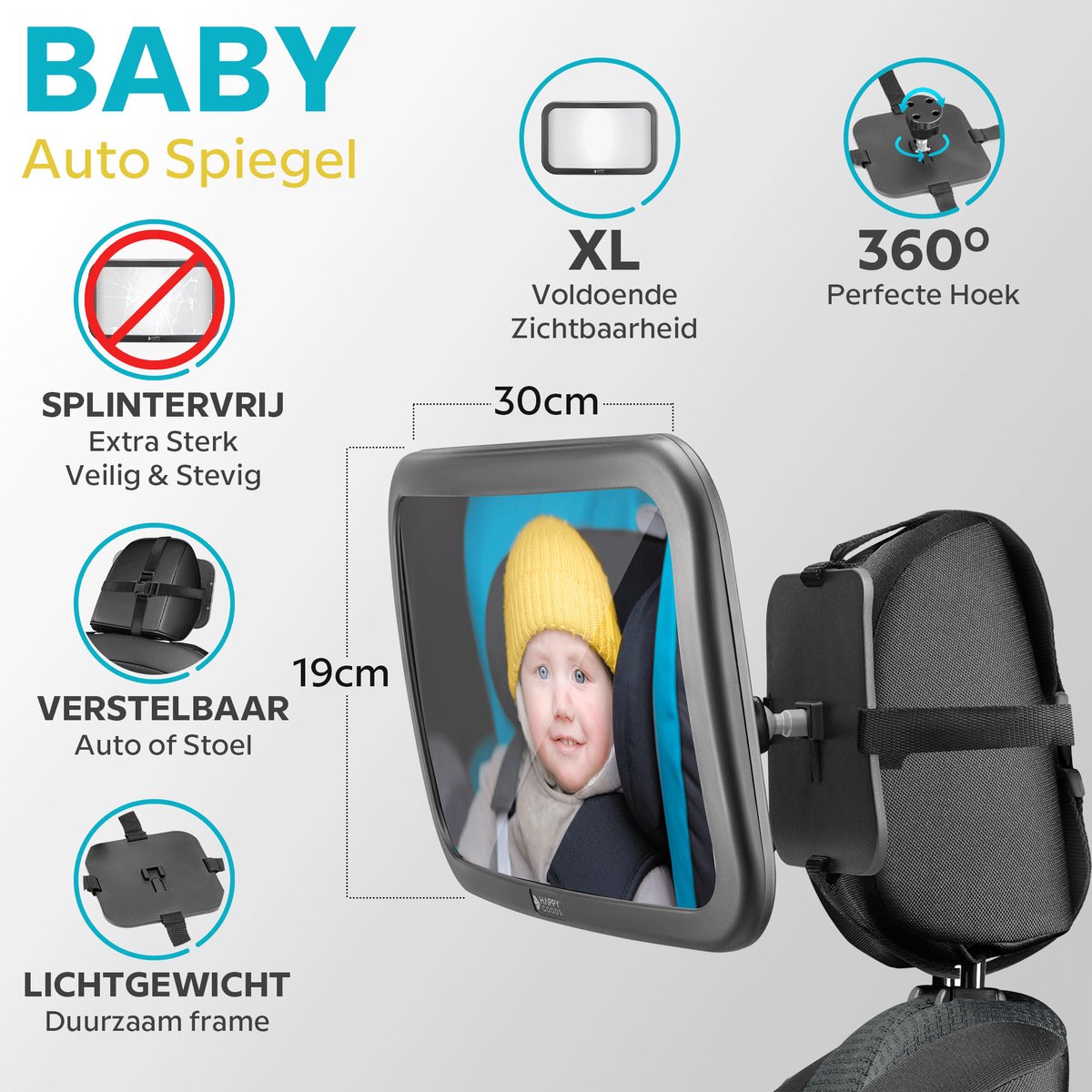 A&K Verstelbare Baby Achteruitkijk Autospiegel - Auto Veiligheidsspiegel  Baby - Achterbank Spiegel Baby - AutoSpiegel Baby - Babyspiegel Auto -  Kinder