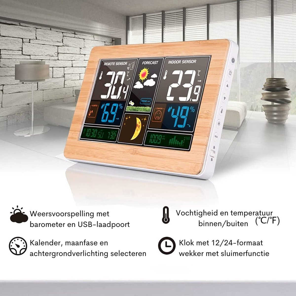 Draadloos Weerstation met Kleurendisplay Digitale Thermometer