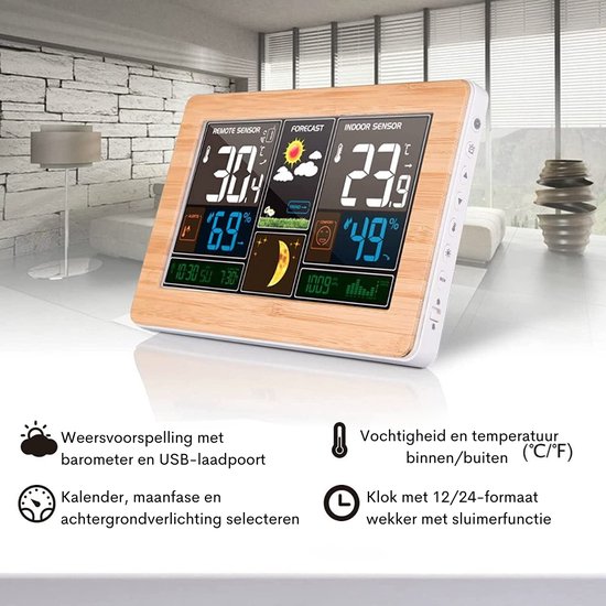 Station météo sans fil avec affichage couleur - Thermomètre