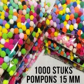 Allernieuwste.nl® 1000 STUKS MiniPompons 15 mm - Mix Kleur Knutsel Pompons - DHZ Handwerken Knutselen - 1000 stuks 15mm