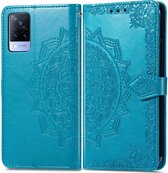 Mobigear Telefoonhoesje geschikt voor Vivo V21 Hoesje | Mobigear Mandala Bookcase Portemonnee | Pasjeshouder voor 3 Pasjes | Telefoonhoesje voor Pinpas / OV Kaart / Rijbewijs - Blauw