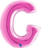Folieballon 100cm letter G - fuchsia roze