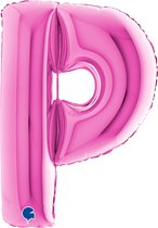 Folieballon 100cm letter P - fuchsia roze