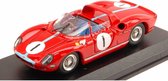 The 1:43 Diecast Modelcar of the Ferrari 330P #1 of the 500km Spa in 1965. The driver was M. Parkes. The manufacturer of the scalemodel is Art-Model. This model is only available online