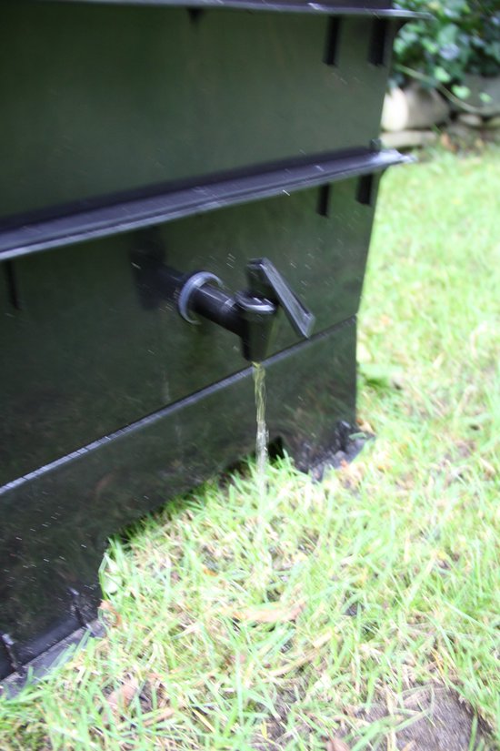 Wormenhotel 64L - Billiebin 4 laags starter kit (zwart) - Incl. filter/kweekgrond/bedding/instructieboekje > Excl. wormen - 100% gerecycled voedselveilig kunststof wormenbak - Wormentoren compostbak met opvangbak en tapkraantje | Billiebin