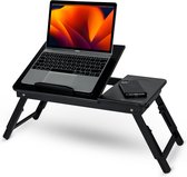 Verstelbare Bedtafel - Laptoptafel - Laptopverhoger - Banktafeltje - Ontbijttafeltje - Ontbijt op Bed - Gemaakt van Bamboe - Zwart