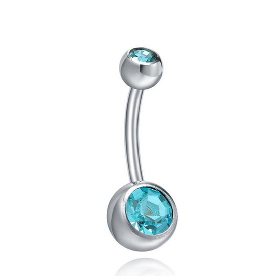 Piercings pour nombril - Cristal - bleu clair - Emballé dans un joli sachet organza - piercing nombril acier chirurgical - piercings nombril - Jewelegance ®