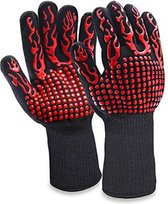 gants de barbecue - Accessoires de barbecue - Ignifuge - Zwart/ rouge - 2 pièces