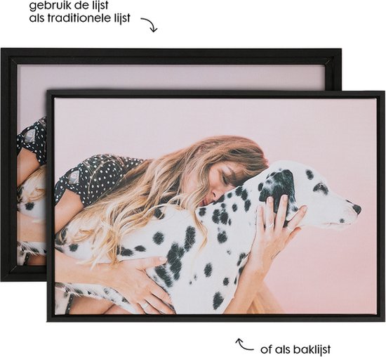 Cadre combiné cadre en bois noir pour toile 60 x 90 cm