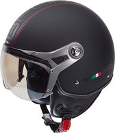 BEON DESIGN B Scooter helm met vizier - Geschikt als Scooter Brommer Motor Snorfiets helm - Retro Vespa scooterhelm - Volwassenen - XXL - Mat Zwart - Gratis helmtas