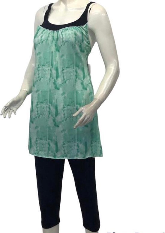 Maillot de bain robe avec legging - Maillot de bain 2 pièces beachwear - tankini 904 - Vert clair Zwart- Taille 42/XL