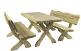 MaximaVida houten tuinset Provence 200 cm met 1 tafel en 2 banken