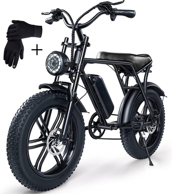 Podec - Fatbike - Elektrische Fiets - Fatbike Electrisch - E Bike - Scooter Heren Dames - 15 Ah Accu 250W - Zwart - Inclusief Gratis Handschoenen cadeau geven