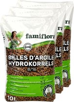 Famiflora Hydro-granulés 30L (3 x 10L) - Couvre-sol décoratif - Inhibiteur naturel de mauvaises herbes - Convient pour la culture hydroponique