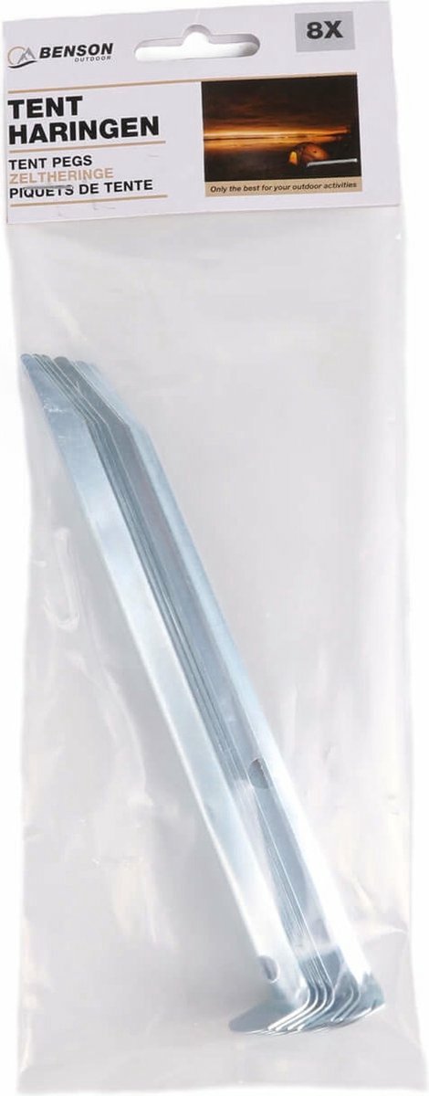 Benson Grondpen/tentharing - 8x - zilver - staal - 17 cm - Rotspen - Spijkerharing van Benson — afbeelding 2