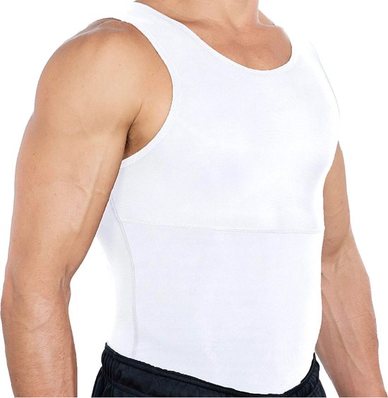 The Millennials Shapewear Shirt - Wit - Taille M - Chemise de compression pour hommes - Minceur - look plus mince - Chemise Shapewear - sous-vêtement galbant pour enlever le ventre - Chemise Shapewear pour hommes - débardeur sans couture