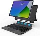 IPS - Apple iPad Air 2024 (11 Inch) / Air 2020/2022 (10.9 Inch) Toetsenbord Hoes - Bluetooth Magnetisch Smart Folio Keyboard Case - met Touchpad Muis en Verlichting - QWERTY - Zwart