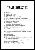 Poster Toilet Instructies - 30x40 cm - WC poster - Exclusief fotolijst - WALLLL