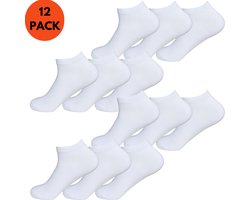 Enkelsokken Heren Dames | Katoen | Unisex | 12-Pack | Wit | Maat 35-40 | Korte Sokken | Enkelsokken Unisex