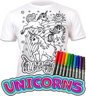 Splat T- shirt - Kleur telkens opnieuw je mooie T shirt - Unicorns - 3/4 jaar