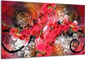 Schilderij Op Canvas Orchidee - Roze, Rood, - 120x70cm 1Luik - Foto Op Canvas - GroepArt 6000+ Schilderijen 0p Canvas Art Collectie - Wanddecoratie - Woonkamer - Slaapkamer - Canvas Print