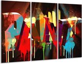 GroepArt - Schilderij -  Abstract - Rood, Blauw, Geel - 120x80cm 3Luik - 6000+ Schilderijen 0p Canvas Art Collectie