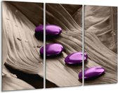 GroepArt - Schilderij -  Spa - Paars, Grijs - 120x80cm 3Luik - 6000+ Schilderijen 0p Canvas Art Collectie
