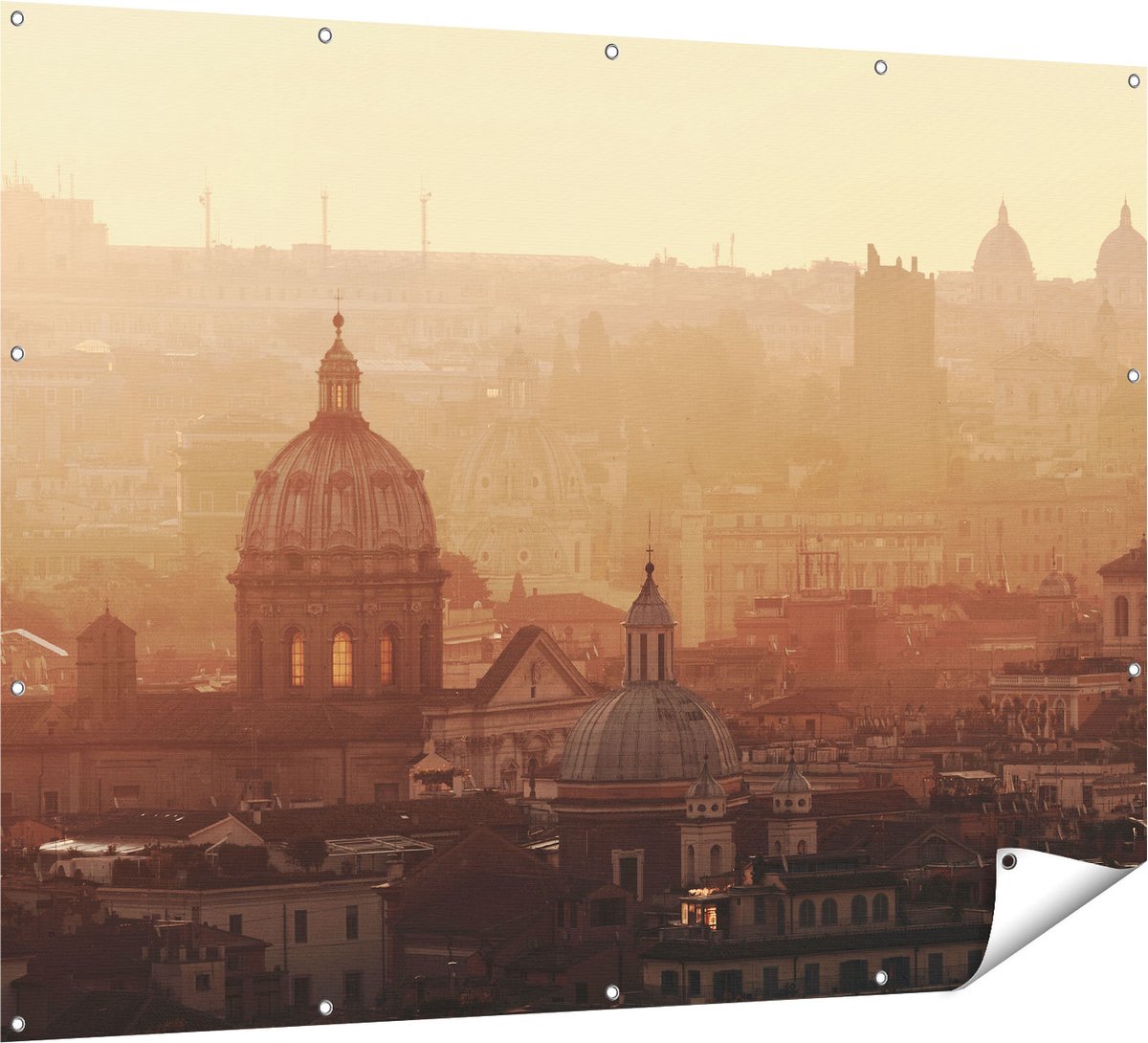 Gards Tuinposter Rome Stad bij Zonsopgang - 160x120 cm - Tuindoek - Tuindecoratie - Wanddecoratie buiten - Tuinschilderij Multikleur