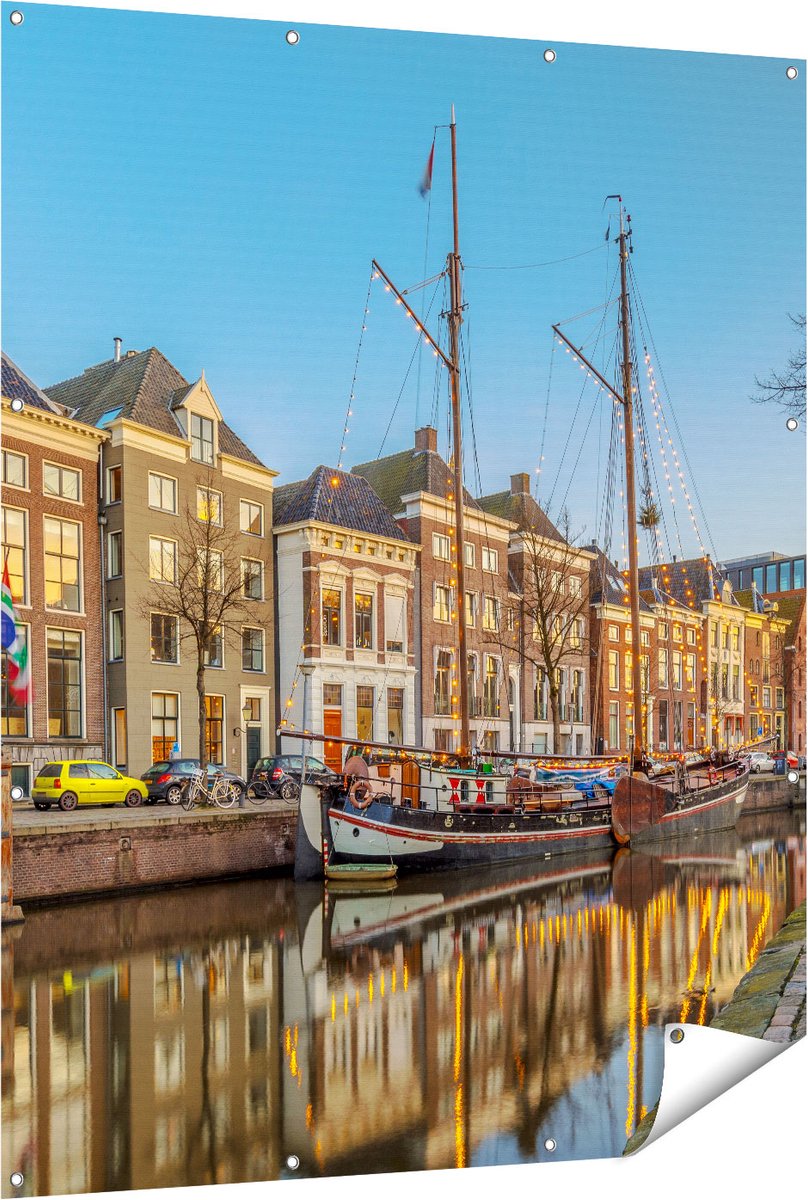 Gards Tuinposter Groningen Hoge der A Haven - 120x150 cm - Tuindoek - Tuindecoratie - Wanddecoratie buiten - Tuinschilderij Multikleur