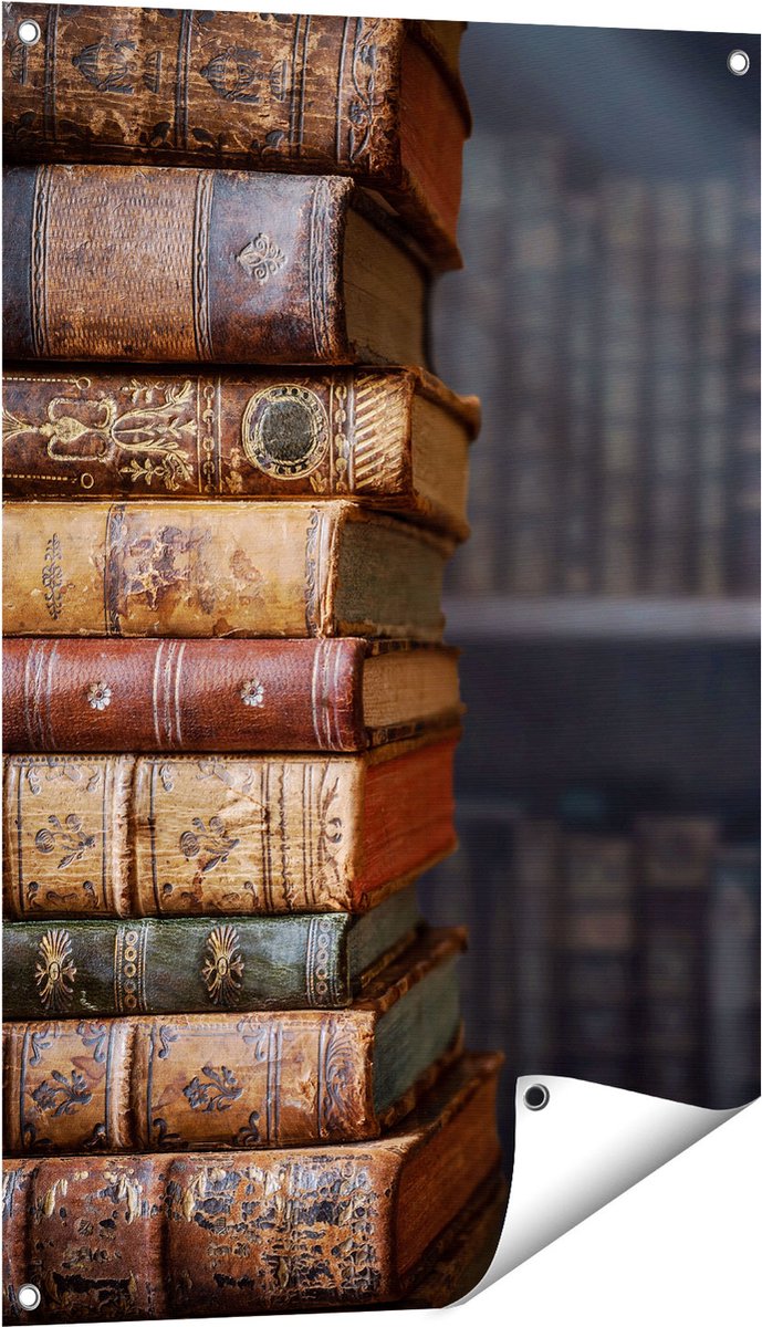 Gards Tuinposter Oude Historische Boeken - Retro - 60x90 cm - Tuindoek - Tuindecoratie - Wanddecoratie buiten - Tuinschilderij Multikleur