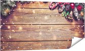 Gards Poster de jardin Ambiance de Noël Fond avec pins - 140x70 cm - Toile de jardin - Décoration de jardin - Décoration murale extérieure - Tableau de jardin