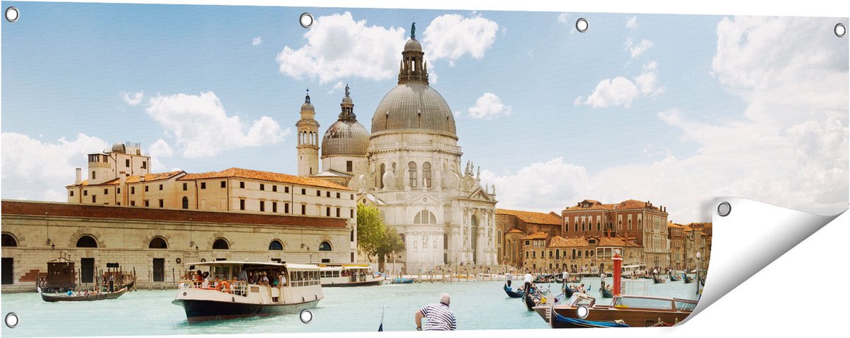 Gards Tuinposter Basiliek San Marco in Veneti� op het Water - 120x40 cm - Tuindoek - Tuindecoratie - Wanddecoratie buiten - Tuinschilderij Multikleur