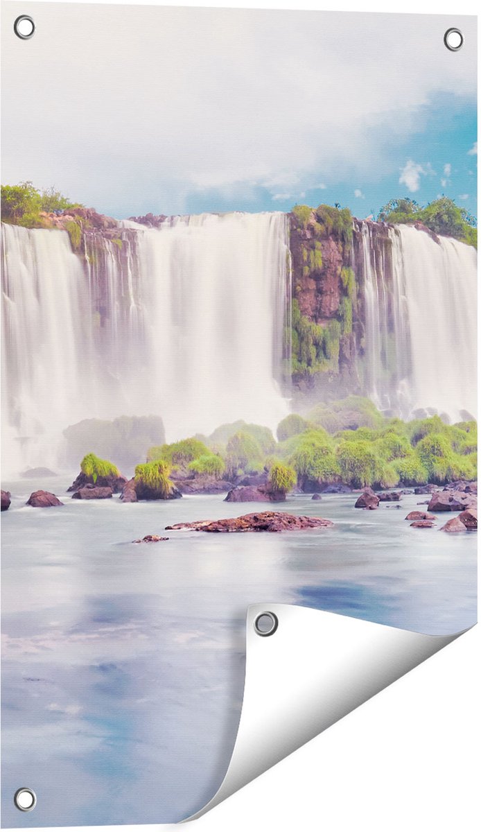 Gards Tuinposter Watervallen in Argentini� - 40x60 cm - Tuindoek - Tuindecoratie - Wanddecoratie buiten - Tuinschilderij Multikleur