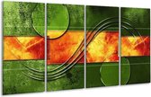 GroepArt - Glasschilderij - Modern - Oranje, Geel, Groen - 160x80cm 4Luik - Foto Op Glas - Geen Acrylglas Schilderij - 6000+ Glasschilderijen Collectie - Wanddecoratie