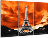 Glasschilderij Parijs - Rood, Grijs, Zwart - 120x80cm 3Luik - Foto Op Glas - Geen Acrylglas Schilderij - GroepArt 6000+ Glas Art Collectie - Maatwerk Mogelijk