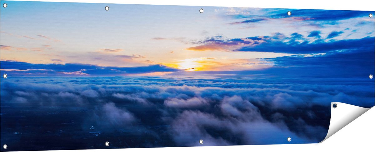 Gards Tuinposter Zonsondergang in de Wolken - 180x60 cm - Tuindoek - Tuindecoratie - Wanddecoratie buiten - Tuinschilderij Multikleur