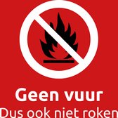 Geen open vuur waarschuwingsbord - Rood - 15x15 cm - geschikt voor buiten - niet roken