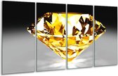GroepArt - Glasschilderij - Steen - Geel, Grijs, Wit - 160x80cm 4Luik - Foto Op Glas - Geen Acrylglas Schilderij - 6000+ Glasschilderijen Collectie - Wanddecoratie
