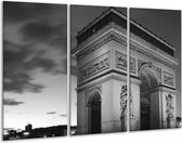 Glasschilderij Parijs - Grijs, Zwart, Wit - 120x80cm 3Luik - Foto Op Glas - Geen Acrylglas Schilderij - GroepArt 6000+ Glas Art Collectie - Maatwerk Mogelijk