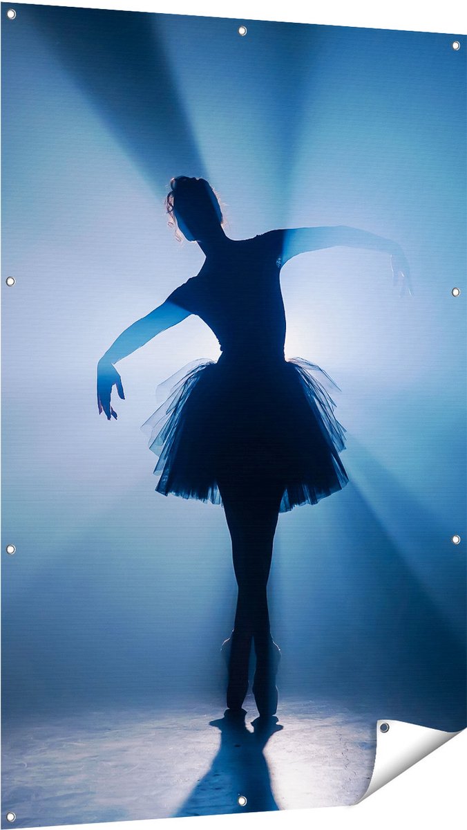 Gards Tuinposter Ballerina Silhouet - Ballet - 100x150 cm - Tuindoek - Tuindecoratie - Wanddecoratie buiten - Tuinschilderij Multikleur
