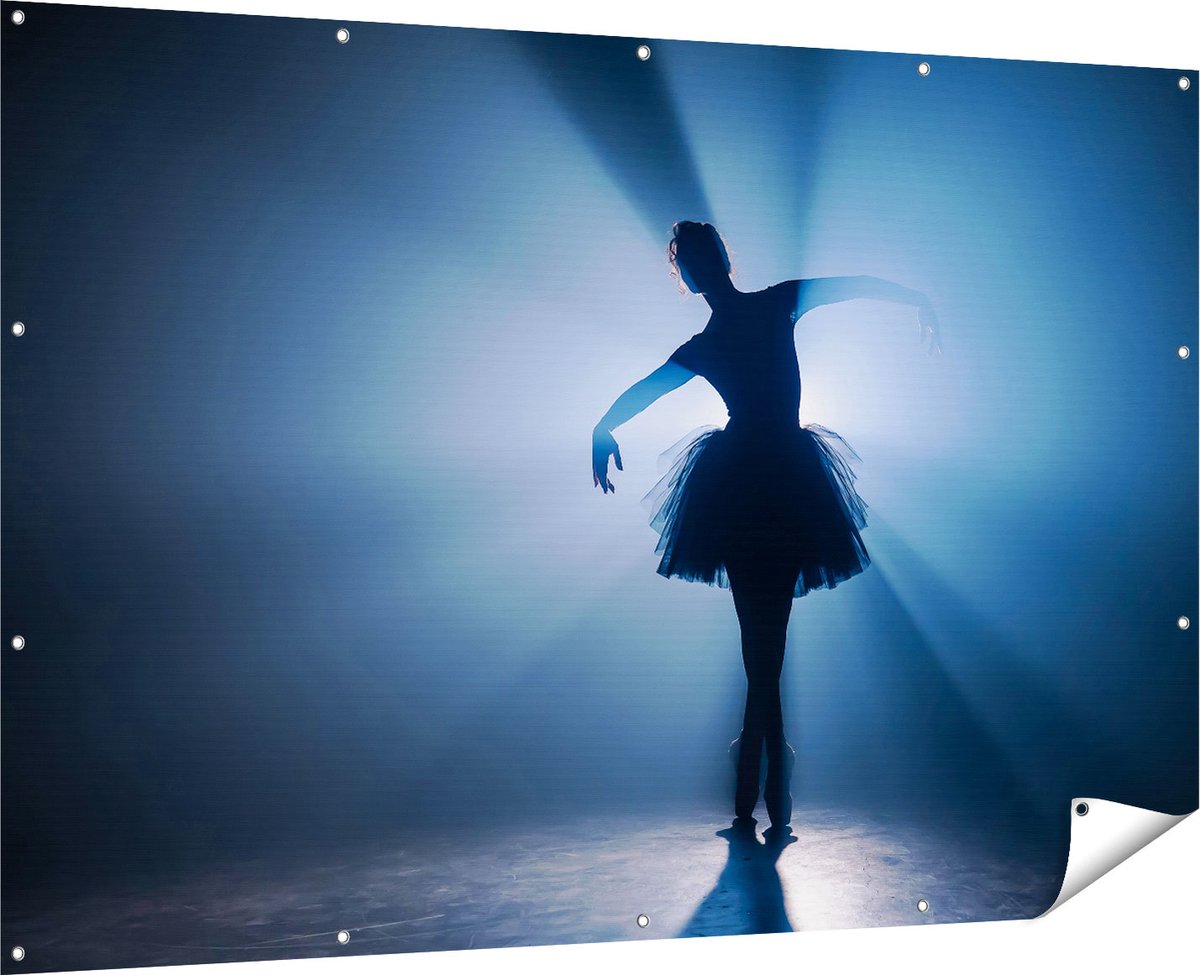 Gards Tuinposter Ballerina Silhouet - Ballet - 180x120 cm - Tuindoek - Tuindecoratie - Wanddecoratie buiten - Tuinschilderij Multikleur