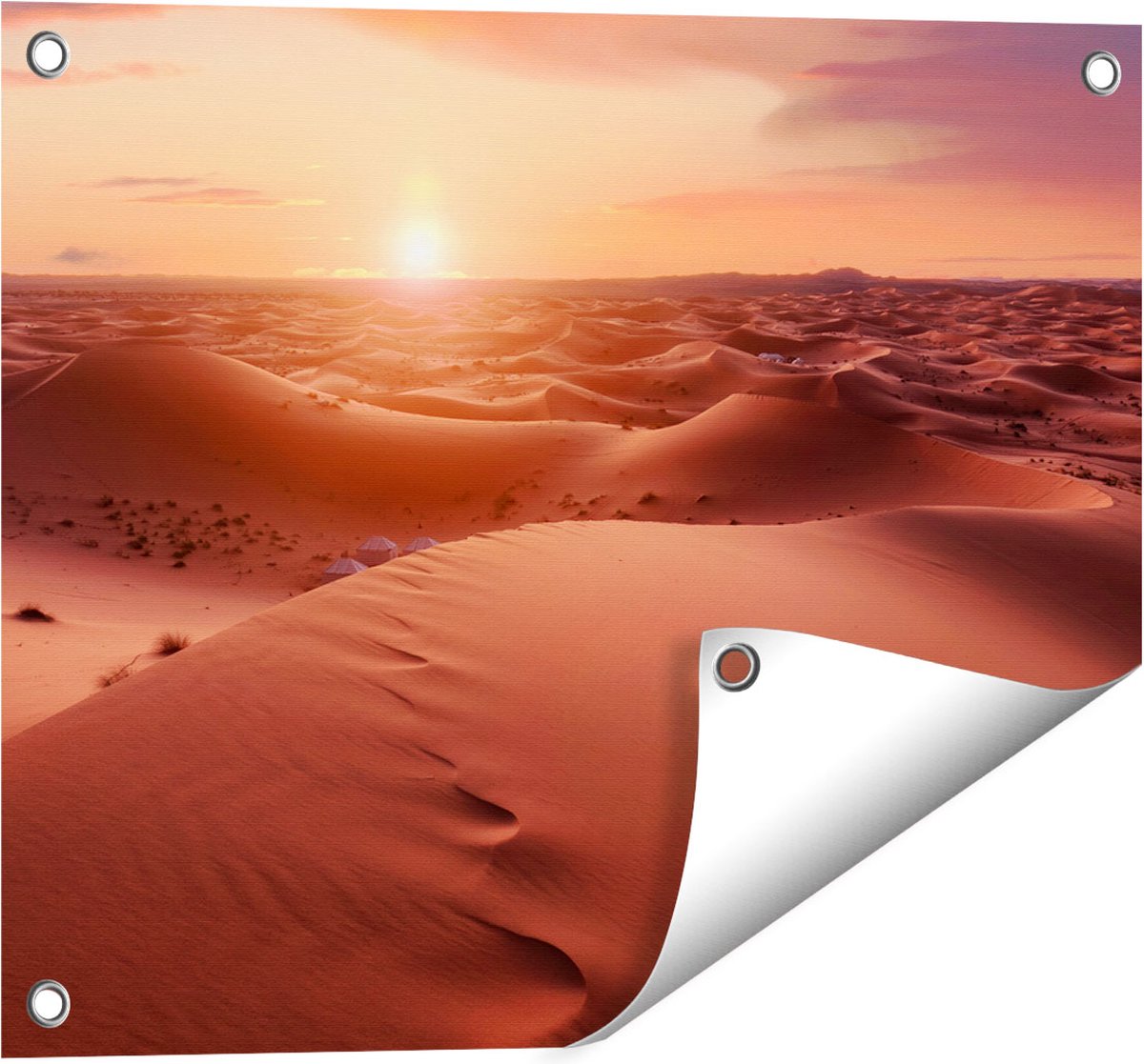Gards Tuinposter Woestijn in de Sahara bij Zonsondergang - 50x40 cm - Tuindoek - Tuindecoratie - Wanddecoratie buiten - Tuinschilderij Multikleur