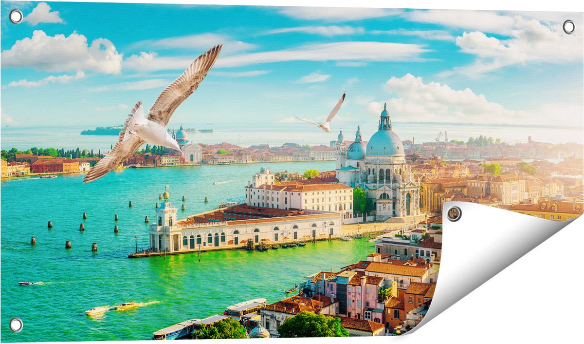 Gards Tuinposter Veneti� Stad vanuit Boven - 80x40 cm - Tuindoek - Tuindecoratie - Wanddecoratie buiten - Tuinschilderij Multikleur