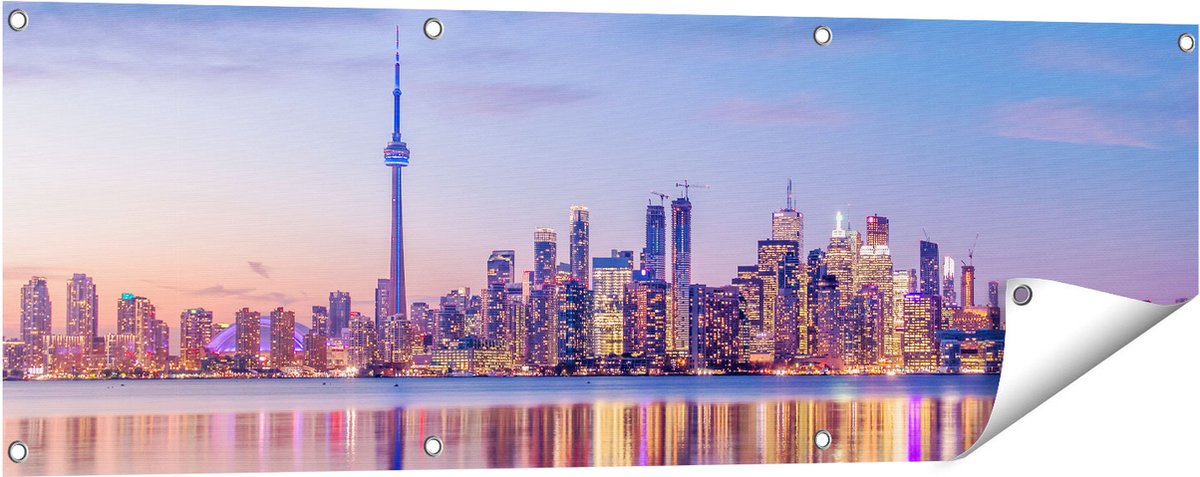 Gards Tuinposter Toronto Skyline in Canada - 120x40 cm - Tuindoek - Tuindecoratie - Wanddecoratie buiten - Tuinschilderij Multikleur