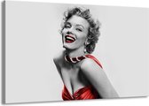 Schilderij Op Canvas - Groot -  Marilyn Monroe - Grijs, Rood, Zwart - 140x90cm 1Luik - GroepArt 6000+ Schilderijen Woonkamer - Schilderijhaakjes Gratis